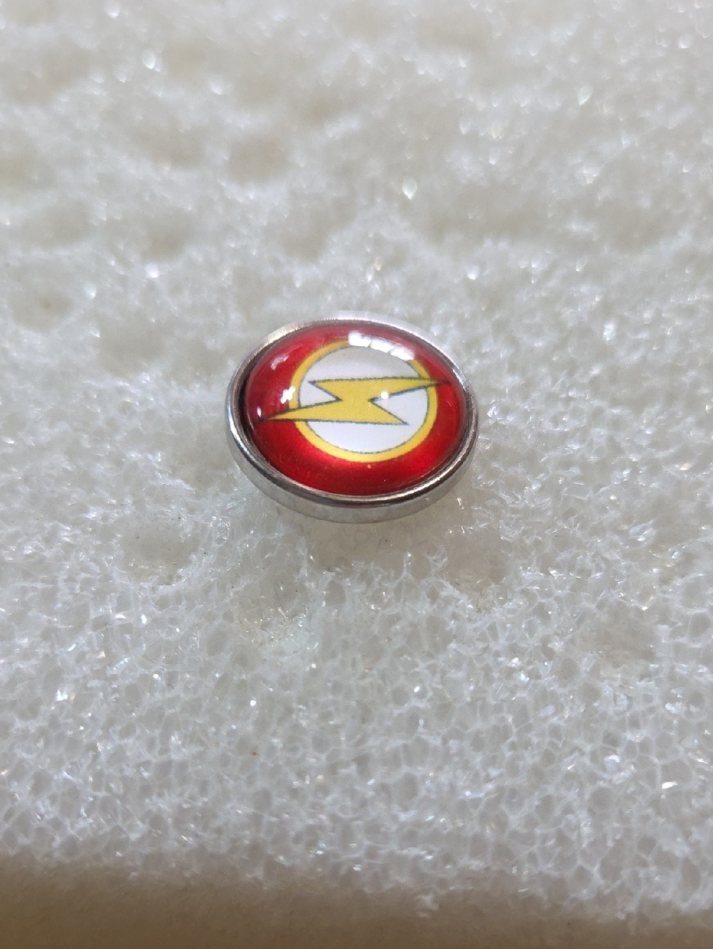 Flash Gorden Lightning Bolt Charm Button - Red and Yellow 18mm